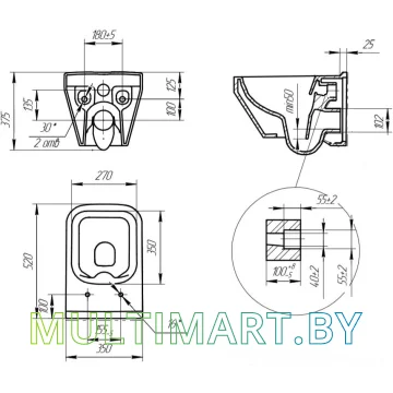 Унитаз Cersanit Crea Square Clean On DPL EO Slim A63115 картинка 7